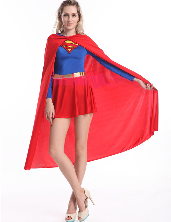 Spandex Supergirl Cosplay Costume Halloween Catsuit